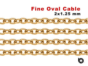 14K Gold Filled Fine Oval Cable Chain, 2x1.25 mm, (GF-064)