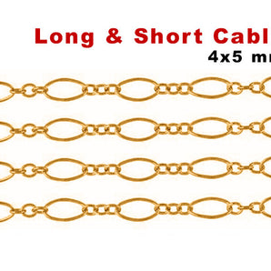 14K Gold Filled Long and Short Cable Chain, 4x5 mm, (GF-068)