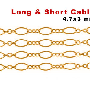 14K Gold Filled Long and Short Cable Chain, 4.7x3 mm, (GF-083)