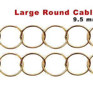 14K Gold Filled Large Round Cable Chain, 9.5 mm, (GF-088)