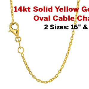 14kt Yellow Gold Cable Chain, 18" (1-14KT-CBL-18)