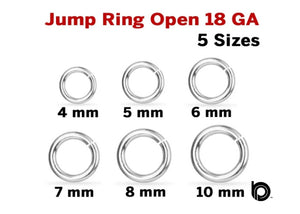 Sterling Silver 18 GA Open Jump Ring, (SS/JR18/O)