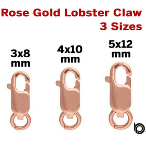 Rose Gold Filled Lobster Claw, 3 Sizes, (RG/850)