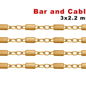 14K Gold Filled Bar & Cable Chain, 3x2.2 mm, (GF-101)