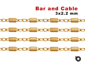 14K Gold Filled Bar & Cable Chain, 3x2.2 mm, (GF-101)