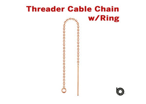 Rose Gold Filled Threader Earrings w/ Box Chain, (RG/309)