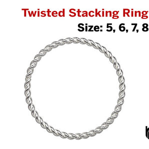 Sterling Silver Twisted Stacking Ring, 4 Sizes, (SS-1034)