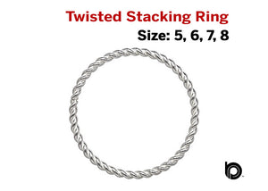 Sterling Silver Twisted Stacking Ring, 4 Sizes, (SS-1034)