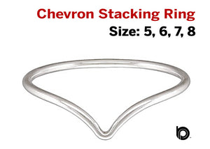 Sterling Silver Chevron Stacking Ring, 4 Sizes, (SS-1031)