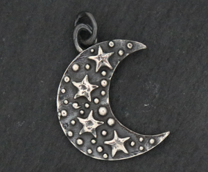 Sterling Silver Starry nights inspired Moon Pendant,  (AF-181) - Beadspoint
