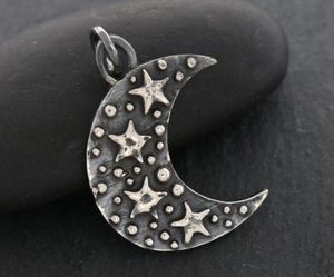 Sterling Silver Starry nights inspired Moon Pendant,  (AF-181) - Beadspoint