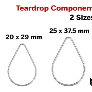 2 Pcs, Sterling Silver Wire Teardrop link, 2 Sizes, (SS-1026)