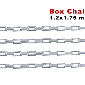 Sterling Silver Elongated Box Chain, 1.2x1.75 mm Links, (SS-176)