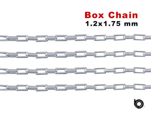 Sterling Silver Elongated Box Chain, 1.2x1.75 mm Links, (SS-176)
