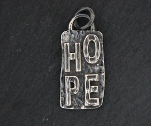 Sterling Silver Artisan Hope Tag Pendant, (AF-180) - Beadspoint