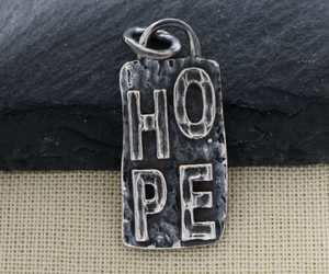 Sterling Silver Artisan Hope Tag Pendant, (AF-180) - Beadspoint