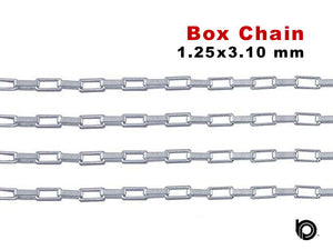 Sterling Silver Elongated Box chain, 1.25x3.10 mm, (SS-177)