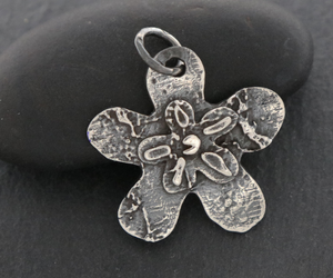 Sterling Silver Artisan Layered Flower Pendant,  (AF-179) - Beadspoint