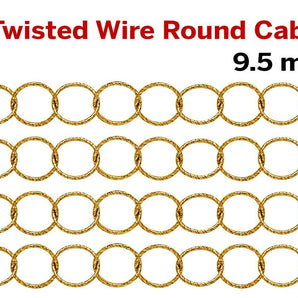 14K Gold Filled Twisted Wire Round Cable Chain, 9.5 mm, (GF-105)