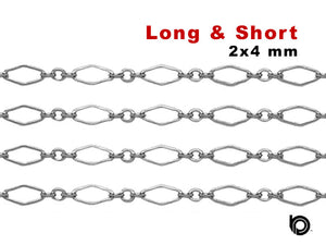 Sterling Silver Long and short chain, 2x4 mm Links, (SS-179)