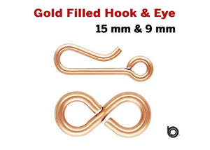 Rose Gold Filled Hook & Eye Clasps, (RG/303)