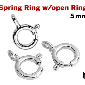 Sterling Silver Spring Ring Clasp, Open Ring Attached, 5 mm, 5 Pcs, (SS/840/5)