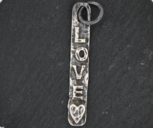 Sterling Silver handmade Love heart Bar Pendant,  (AF-176) - Beadspoint