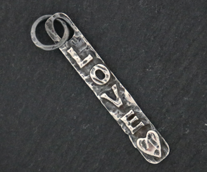 Sterling Silver handmade Love heart Bar Pendant,  (AF-176) - Beadspoint