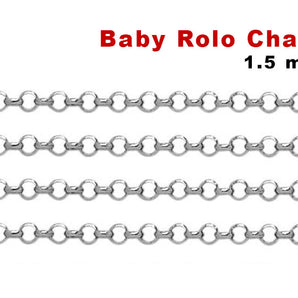 Sterling Silver 1.5 mm Small Rolo Chain, 1.5 mm, (SS-185)