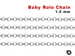 Sterling Silver 1.5 mm Small Rolo Chain, 1.5 mm, (SS-185)