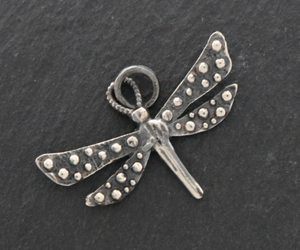 Sterling Silver Artisan Dragonfly Charm, Dragonfly,  (AF-174) - Beadspoint