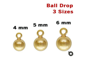 Gold Filled Ball Drop Dangle Charm, 3 Sizes (GF/701)