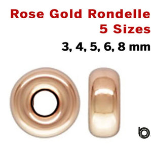 Rose Gold Filled Plain Roundel Spacer Beads, 5 Sizes, (RG/610)