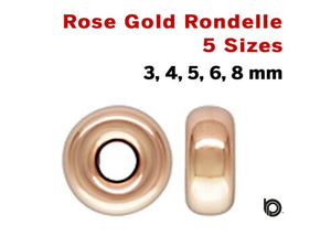 Rose Gold Filled Plain Roundel Spacer Beads, 5 Sizes, (RG/610)