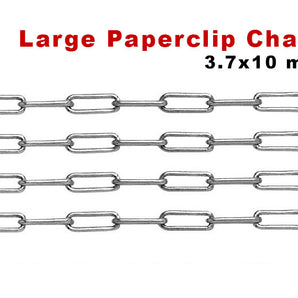 Sterling Silver Large Paperclip Chain, 3.7 x 10 mm, (SS-192)