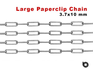 Sterling Silver Large Paperclip Chain, 3.7 x 10 mm, (SS-192)