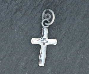 Sterling Silver Cross Charm, Small Cross Charm (AF-173) - Beadspoint