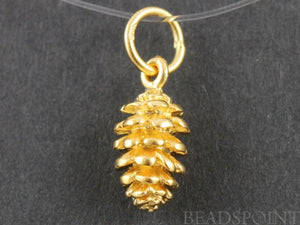 24K Gold Vermeil Over Sterling Silver Pine Charm  -- VM/CH4/CR13 - Beadspoint
