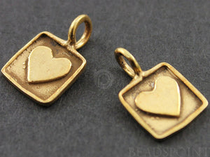 24K Gold Vermeil Over Sterling Silver Heart Charm -- VM/CH8/CR20 - Beadspoint