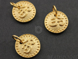 24K Gold Vermeil over Sterling Silver Double Side OHM Charm-- VM/CH2/CR19 - Beadspoint
