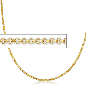 14K Solid Yellow Gold Rolo Chain Necklace, 1.5 mm (14k-441(4))