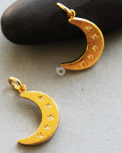 Gold Vermeil Over Sterling Silver Crescent Moon with 0.02 Diamonds -- VM/CH5/CR62 - Beadspoint