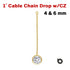 14K Gold Filled White super quality CZ 1" Cable Chain Drop, (GF-816)