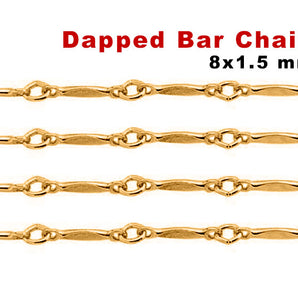 14K Gold Filled Dapped Bar Chain, 8x1.5 mm, (GF-122)