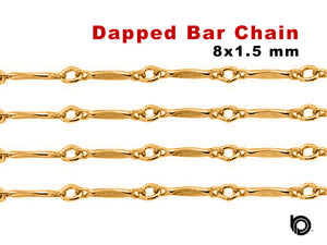 14K Gold Filled Dapped Bar Chain, 8x1.5 mm, (GF-122)