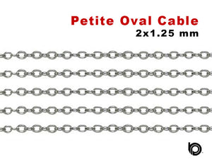 Sterling Silver Petite Oval Cable Chain, 2x1.25 mm, (SS-58)