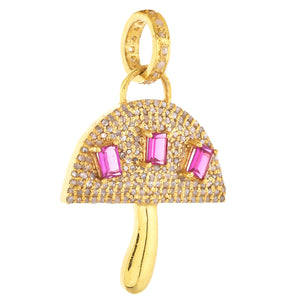 Pave Diamond  Mushroom & Tourmaline Pendant, (DPM-1231)