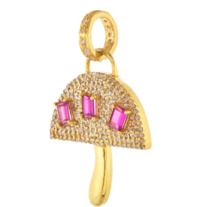 Pave Diamond  Mushroom & Tourmaline Pendant, (DPM-1231)