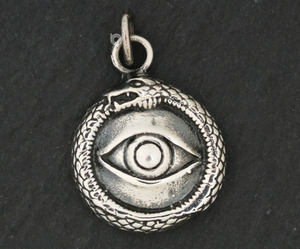 Sterling Silver Snake Evil Eye Charm, Protector Charm (AF-155) - Beadspoint