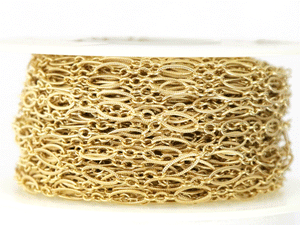 14K Gold Filled Textured Pattern Long and Short Cable Chain, 7.5x3 mm, (GF-129)